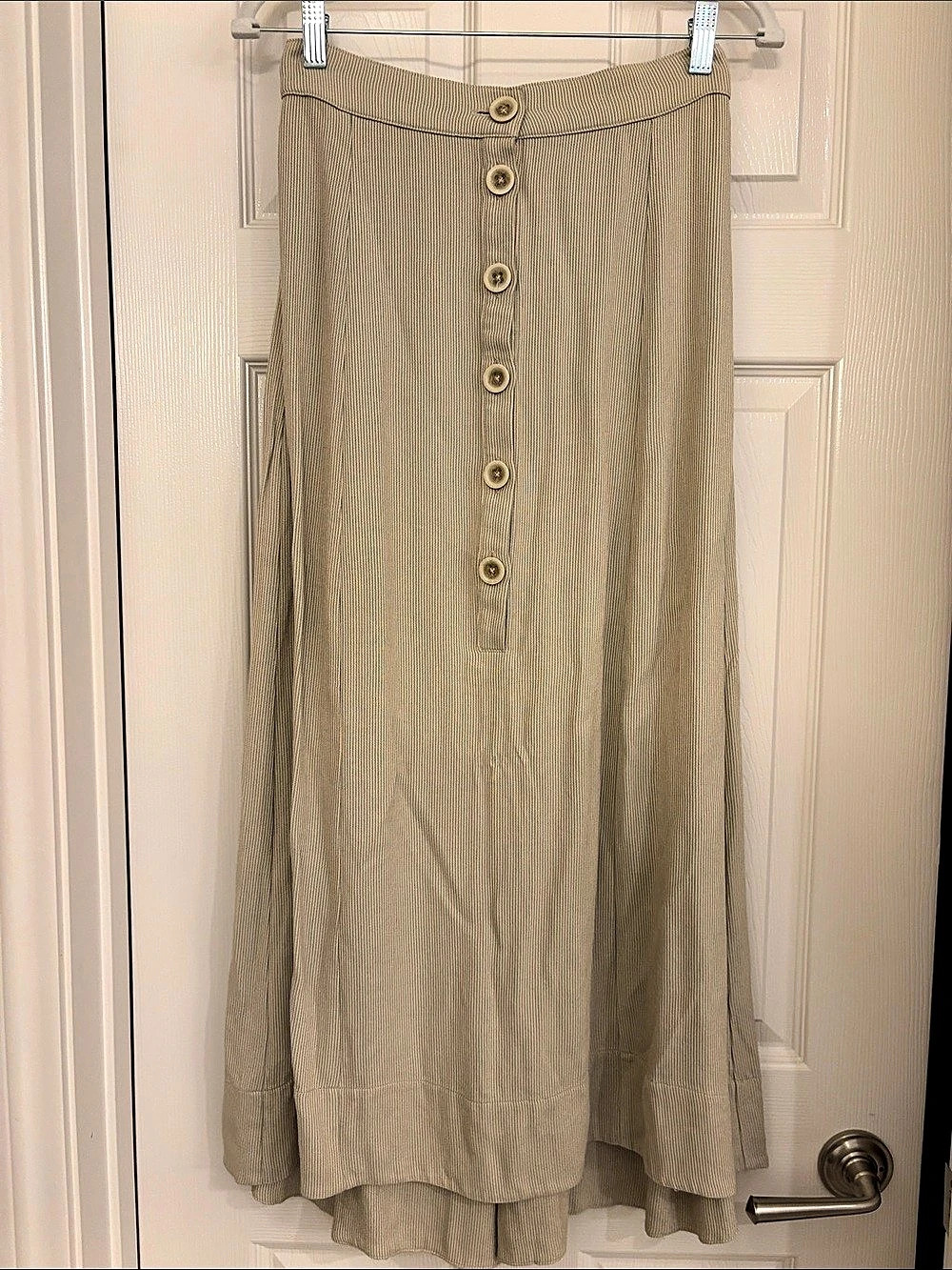 Christy Dawn Striped Midi Skirt in Green & Beige Size Small